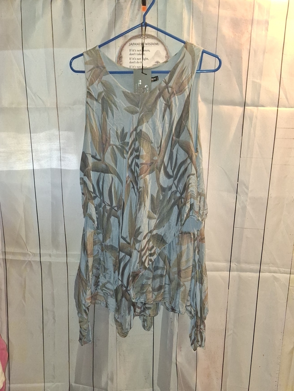Bella Amore Light Blue Botanical Sleeveless Tunic